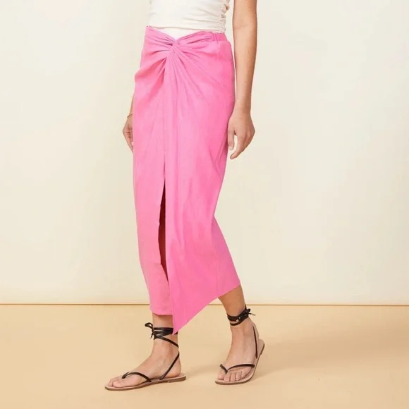 NWT Monrow Side Gathered Midi Skirt - Picture 3 of 12